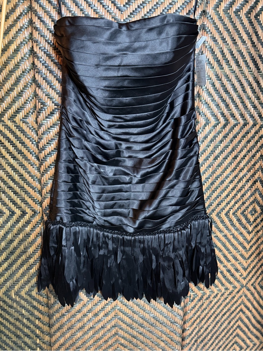 White House Black Market Black Strapless Feather-Hem Cocktail Dress